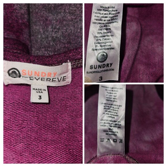 Sundry for Evereve Weekender Tie Dye Tank  Purple Knit Drawstring Dress Women L - Picture 7 of 7